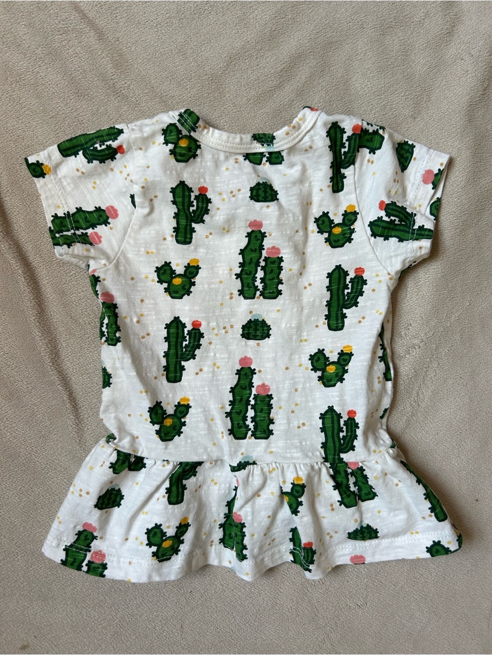 Monica + Andy White Cactus Print Peplum Top 18-24 MOS - Picture 4 of 4